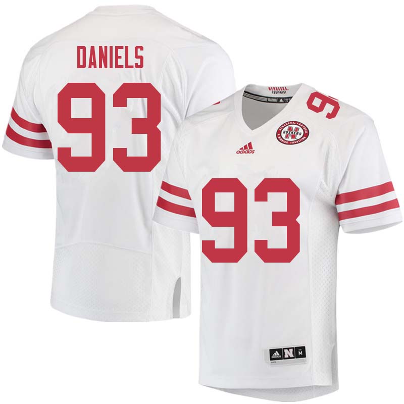 Men #93 Damion Daniels Nebraska Cornhuskers College Football Jerseys Sale-White